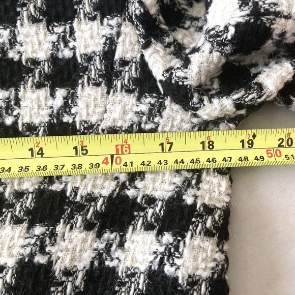 Zara frayed checked blazer black & white woven houndstooth jacket / coat, size S - Picture 10 of 10
